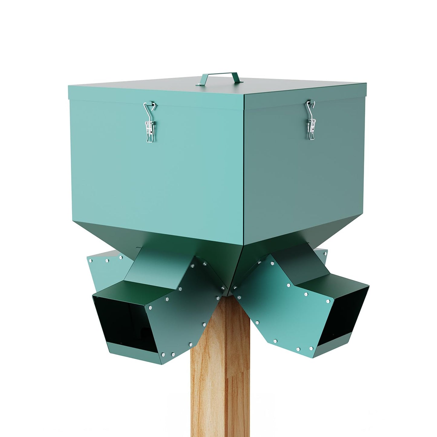 Gravity Feeder, 150lb Large Capacity Gravity-Fed Deer Feeder, Game Hunting Feeder, Deer and Wildlife Feeder, Protein 4 Feed Head, Green