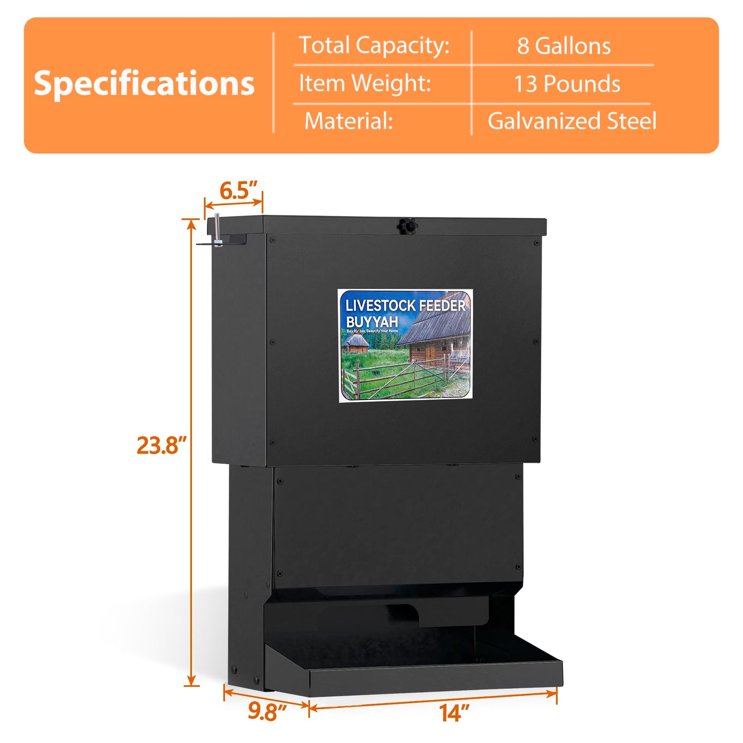 50lbs Deer Feeder, Heavy Duty Metal Tree Protein Feeder, Weatherproof Gravity Feeder Automatic Dispenser Feeds Protein & Corn for Deers and Wildlife