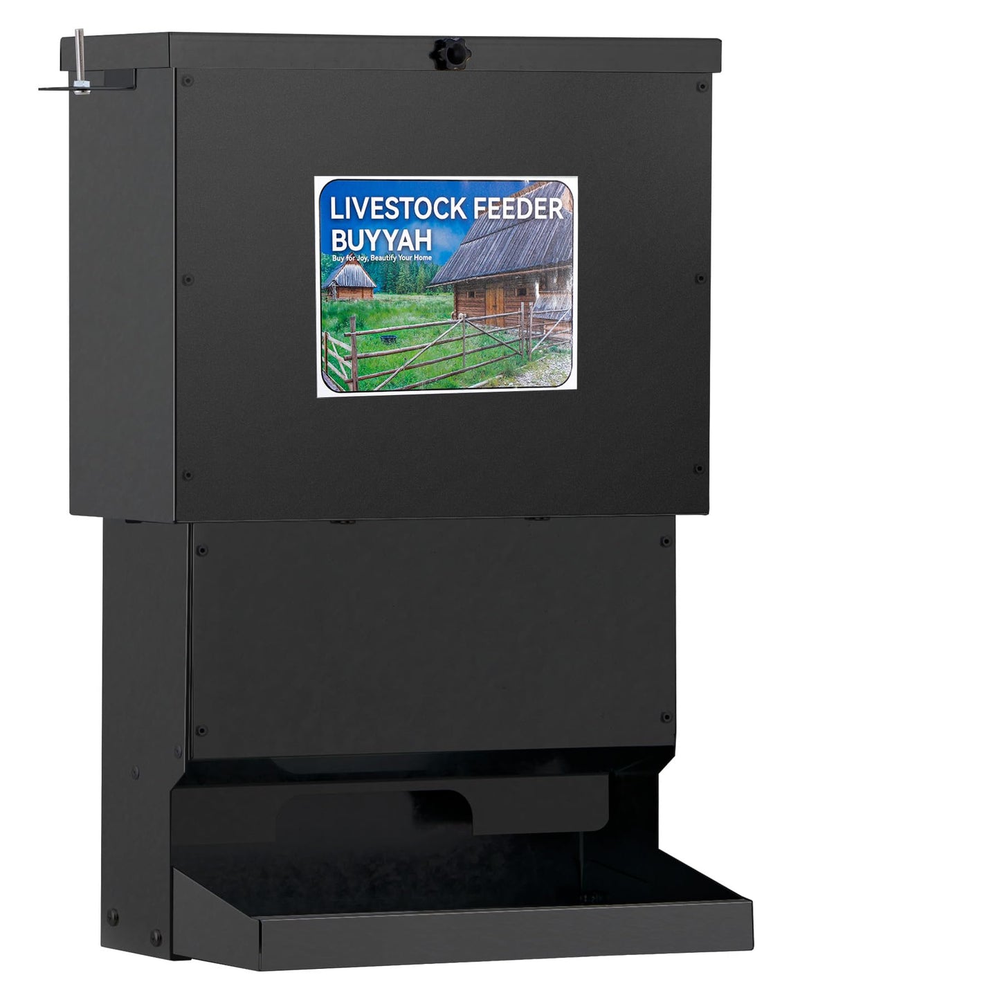 50lbs Deer Feeder, Heavy Duty Metal Tree Protein Feeder, Weatherproof Gravity Feeder Automatic Dispenser Feeds Protein & Corn for Deers and Wildlife